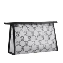 携帯用防水透明化粧ポーチ【シンプルな長方形・くまのキャラクター・大容量】