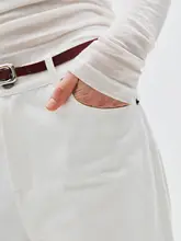 シンプルな通勤用 ワイドレッグデニムパンツ【極上の柔らかさ・ストレート・長丈】