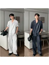 夏用カジュアルシャツとパンツのコーディネート【メンズ・トレンドスタイル】【セットアップ対応】