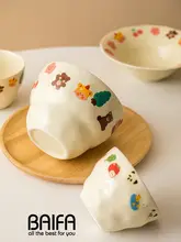 チェリーベアデザインの大容量ラーメンボウル【陶器・マット仕上げ・耐熱】