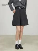 ショートパンツ レディース スーツ地 ハイウエスト Aライン 五分丈 ワイド ゆったり 着痩せ 秋