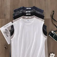 ノースリーブTシャツ 男性 スポーツフィットネス 綿 夏 クルーネック
