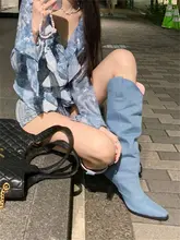 ロングブーツ【女性用・ハイヒール・西部風・スリムデザイン】