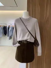秋冬にぴったり！シンプルなクルーネックウールニットセーター【フィット・極上の柔らかさ・女性用】