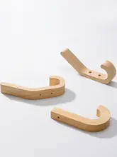 J型天然木製壁掛けハンガー【北欧スタイル・釘不要・単体フック】