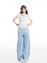 星柄リボン付き短袖Tシャツ【カラーコンビネーション・フィット感・ドットデザイン】