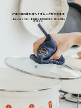 SHUEHO 鍋耳カバー 取っ手カバー 鍋蓋つまみ 耐熱ミトン デニム 三角形 家庭用 電子レンジ 断熱 やけど防止