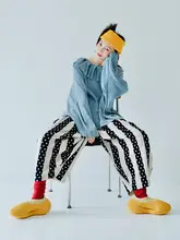 秋季オリジナルのベロアストライプテーパードパンツ【レディース・日系デザイン】（セットアップ対応）