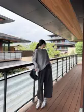 ヴィンテージ風ショルダーバッグ付きワイドパンツ【女性用・ゆったりシルエット】（セットアップ対応）