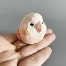 手作り彫刻の木製小鳥オウム置物【デスク・車用・かわいいインテリア】