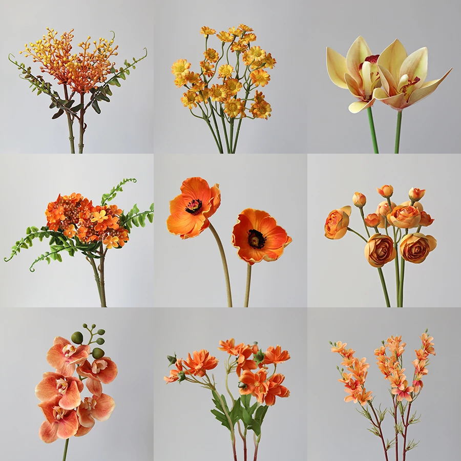 オレンジ系のDIYハンドメイド造花【テーブル装飾・シルクフラワー・フォトスタンド】 おうち時間を豊かにするおすすめアイテム