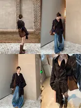 デザインを引き立てるチェック柄結びウエスト短丈シャツ【秋用】