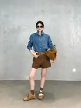 アメリカンヴィンテージスタイルのウォッシュドコットンデニムシャツ【女性用・定番・夏用】