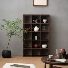 胡桃木製 茶器展示ラック【新中式・木製・多宝閣デザイン】