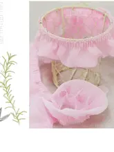 純綿製の花飾り付きチュールレース【手作りドール衣装用・ピンク・四センチ】