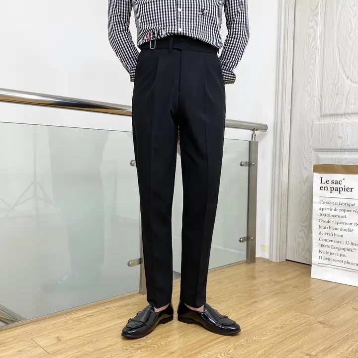 スラックス メンズ ビジネスカジュアル 無地  drape フィット スリム 英国 スタイル