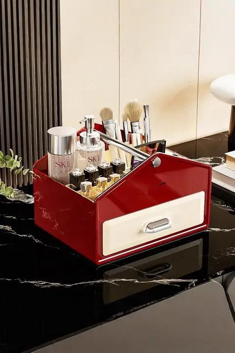 ヴィンテージ化粧品収納ボックス【デスクトップ用・口紅・ペン立て】