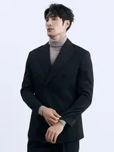 ダブルブレストデザイン メンズブラックスーツ【ビジネス・カジュアル・タキシードスタイル】