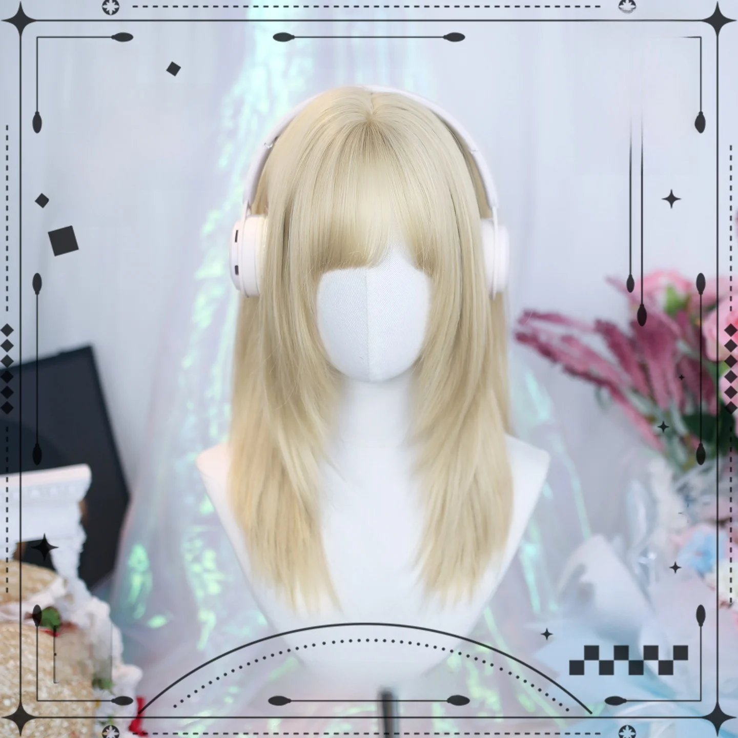 ロリータスタイルの中長髪ウィッグ：リアルなコスプレ対応で頭部に負担のないヘアスタイル