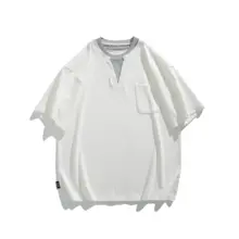 個性的なデザインのVネック短袖Tシャツ【男女兼用・プリント・夏用】（セットアップ対応）