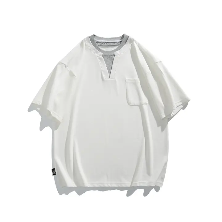 個性的なデザインのVネック短袖Tシャツ【男女兼用・プリント・夏用】（セットアップ対応）