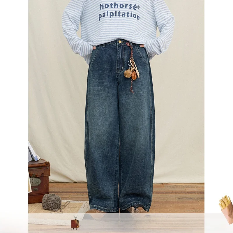 ヴィンテージ風の猫ひげデザインデニムパンツ【クラシック・カジュアル・クリッパーボトム】 春コーデに最適なアイテム
