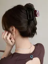 バンスクリップ レディース スクエア 透かしデザイン ヴィンテージ きれいめ シンプル まとめ髪 着回し