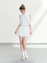 セットアップ 2点セット レディース シフォン ノースリーブ Aラインスカート フレンチ風 きれいめ  ホワイト 夏