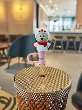 スターバックス用ドリアンカップストロー【ピンククリスタルプラスチック・ストロー洗浄ブラシ付き】