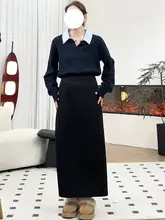 高身長向けストレートラインスーツスカート【秋冬用・ハイウエスト・Aライン・ロング丈】