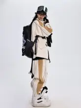 炭焼きミルクティー 秋冬用 スノーボードウェア【レディース・スエード風・防風仕様・ウィンタースポーツ】（セットアップ対応）