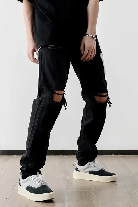 高級感ある立体裁剪のタック入りデニムパンツ【カジュアル・ゆったり・ヴィンテージ風】（セットアップ対応）