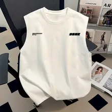 男女兼用 夏用 無地デザイン 背心Tシャツ【高級コットン・インパクトプリント】