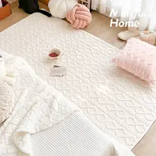 蔓越家 フワフワクリーム色ラグマット【秋冬用・厚手・ベッドサイド用】
