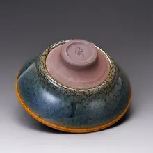 緑色の斑点が美しい建盞 斗笠杯【原鉱鉄胎・功夫茶具・ギフト用】