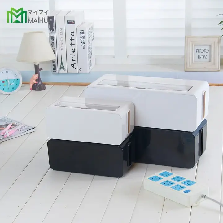 電源タップ収納ボックス【大容量・プラスチック製・配線整理用】