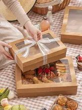 キャンプ用スイーツボックス【牛皮紙製・持ち運び便利・ピクニック用】