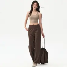 フィットのヨガパンツ【女性用・ストレートレッグ・アウトドアトレーニング・トレーニング・九分丈】（セットアップ対応）