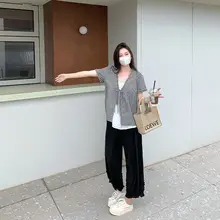レディース 夏用イージーパンツ【木耳デザイン・ワイドレッグ・ルーズフィット】（セットアップ対応）
