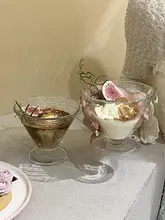 おしゃれなガラスアイスクリームカップ【底付き・デザート・ヨーグルト・プリン・ミルクシェイク・冷たい飲み物用】