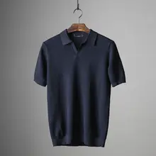 小Vネックニット半袖Tシャツ【ダブルガーゼ・コットン・フィット】