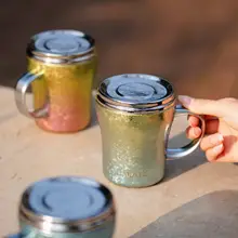 純チタン製デスクカップ【蓋付き・保温機能・ミルクやコーヒーに最適】