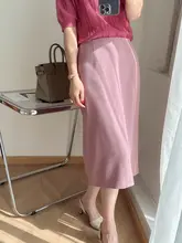 OL通勤向け 高腰Aラインスカート【抗シワ・スリット入り・無地・中丈】