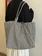 大容量トートバッグ【レトロチェック・通勤用・ショルダーバッグ】
