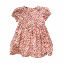 子供用 100%コットン半袖ドレス【パフスリーブ・プリンセススタイル・中袖】