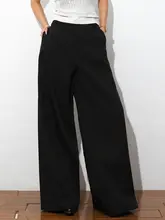 秋冬デザインのゆったりストレートパンツ【厚手・ウエストゴム・カジュアル】（セットアップ対応）