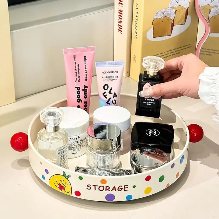 可愛いキッチン調味料ラック【回転トレー・多機能・デスクトップ収納】