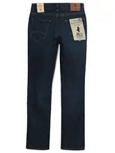アメリカンカジュアルデザインのフリース裏地付きデニムパンツ【冬用・ビンテージウォッシュ・厚手】
