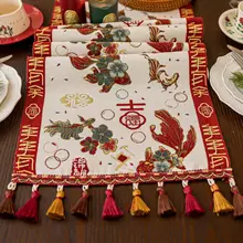 中華風デザインのテーブルセンターランナー【防塵・ヴィンテージスタイル・新年向け】