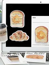 パンとコーヒーのデザイン メモパッド【クリエイティブ・学生向け・粘着タイプ】